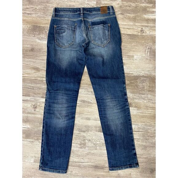 Zara Z1975 Basic Denim Jeans Straight Distressed Stretch Womens Size 2 USA - Picture 5 of 7